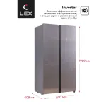 Холодильник Lex LSB520SLGID (No Frost, A+, 2-камерный, Side by Side, объем 466:283/183л, инверторный компрессор, серебристый)