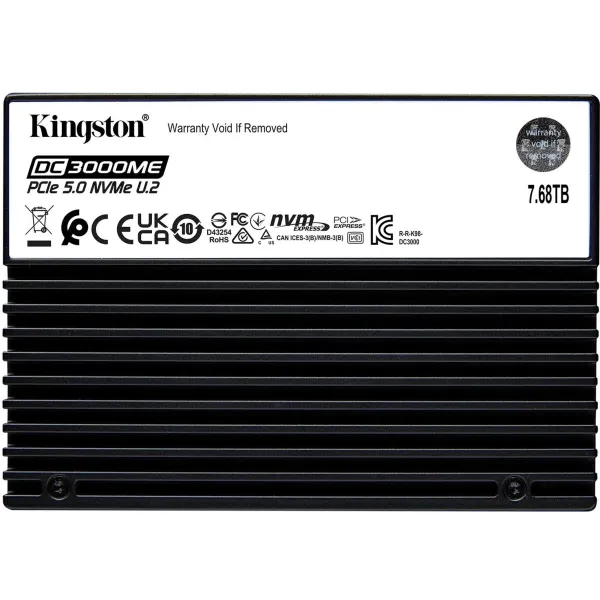 Жесткий диск SSD 7,68Тб Kingston (U.2, 14000/10000 Мб/с, 500000 IOPS, PCIe 5.0 x4, для сервера)