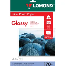 Фотобумага Lomond 102143 (A4, 170г/м2, для струйной печати, односторонняя, глянцевая, 25л)