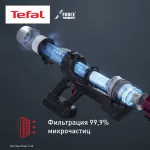 Вертикальный пылесос Tefal X-Force Flex 11.60 Aqua TY9890WO (влажная, сухая, контейнер, мощность всасывания: 130Вт, пылесборник: 0.9л)