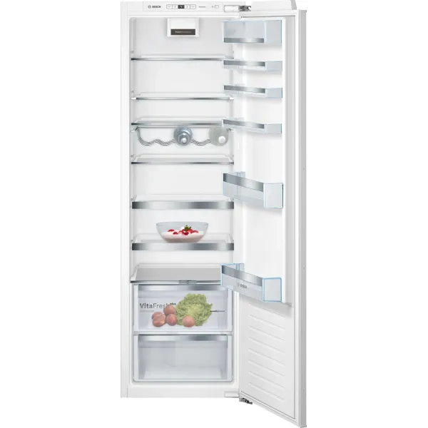 Холодильник полновстраиваемый Bosch KIR81AFE0 (E, 1-камерный, объем :334,95л, 55.8x177.2x54.5см)