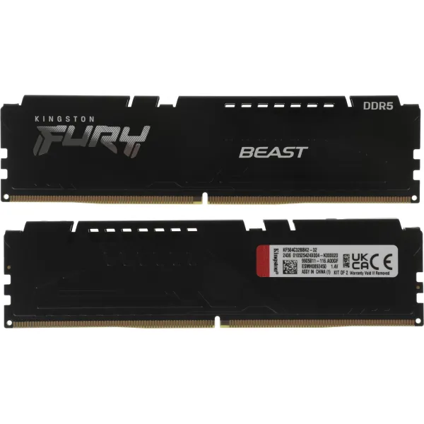 Память DIMM DDR5 2x32Гб 6400МГц Kingston (51200Мб/с, CL32, 288-pin, 1.4 В)