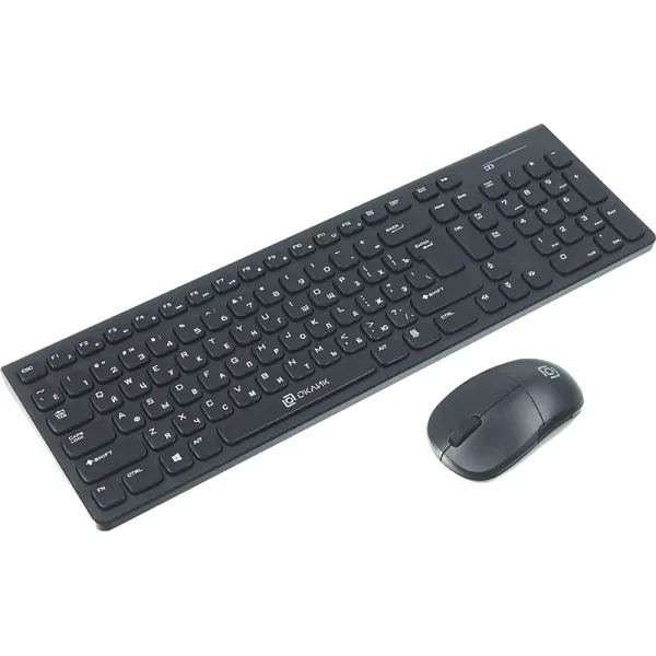 Клавиатура и мышь Oklick 220 M Wireless Keyboard & Optical Mouse Black USB (радиоканал, классическая мембранная, 105кл, светодиодная, кнопок 3, 1000dpi)