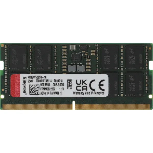 Память SO-DIMM DDR5 16Гб 6400МГц Kingston (51200Мб/с, CL52, 262-pin)