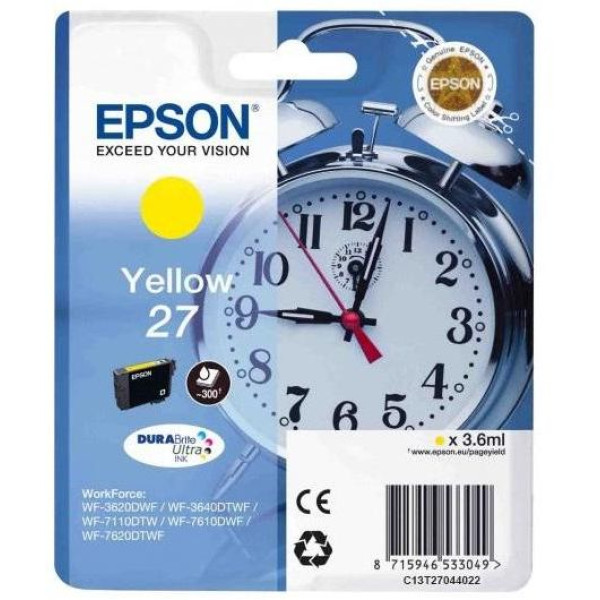 Чернильный картридж Epson C13T27044022 (желтый; 3,6стр; WF7110, 7610, 7620)