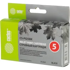 Чернильный картридж Cactus CS-PGI5BK (черный пигментный; 23,6стр; Pixma MP470, MP500, MP520, MP530, MP600, MP800, MP810, MP830, MP979, iP3500, iP4200, iP4300, iP5200, iP5300, iP6700D, MX700, MX850, iX4000, iX5000, Pro 9000, 9000Mark II) [CS-PGI5BK]