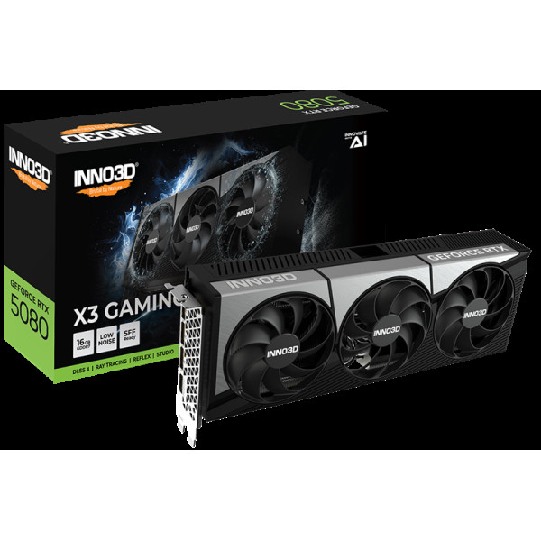 Видеокарта GeForce RTX 5080 X3 2295МГц Inno3D (PCI-E Gen 5, GDDR7, 256бит, 1xHDMI, 3xDP)