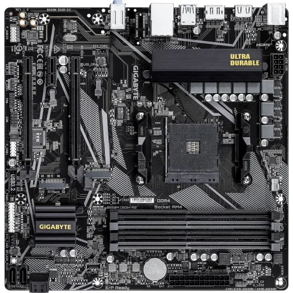 Материнская плата Gigabyte B550M DS3H R2 (AM4, 4xDDR4 DIMM, microATX, RAID SATA: 0,1,10)