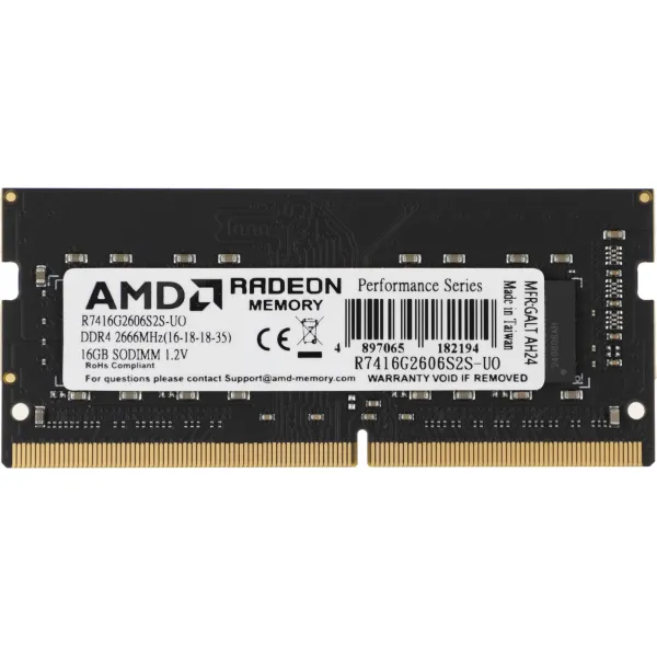 Память SO-DIMM DDR4 16Гб 2666МГц AMD (21300Мб/с, CL16, 260-pin)