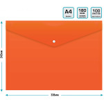 Конверт на кнопке Бюрократ PK803ANOR (A4, пластик, непрозрачный, толщина пластика 0,18мм, оранжевый)