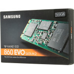 Жесткий диск SSD 500Гб Samsung 860 EVO Series (M.2, 550/520 Мб/с, 88000 IOPS, SATA-III, 1024Мб, для ноутбука и настольного компьютера)