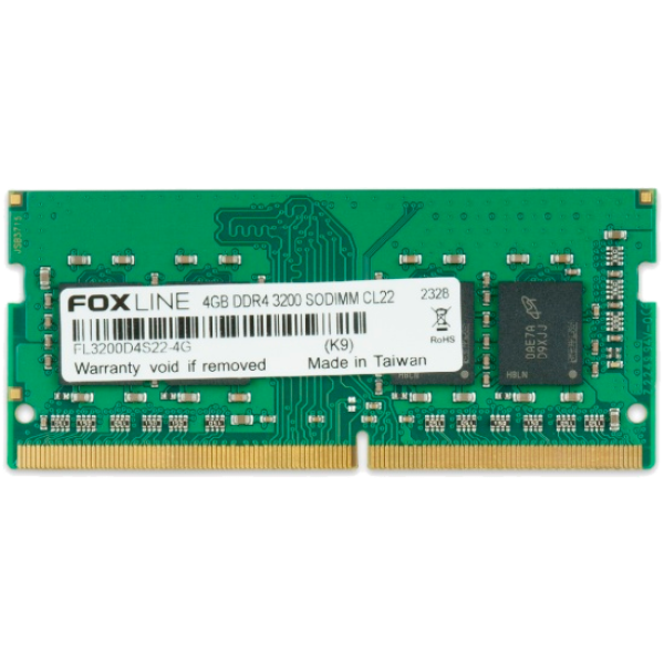 Память DDR4 4Гб 3200МГц Foxline (25600Мб/с, CL22)