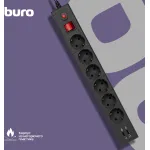 Сетевой фильтр Buro BU-SP1.8_USB_2A-B (1,8м, 6xEURO, USB 2шт, 2,2кВт, 10А)