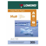 Фотобумага Lomond 0102124 (A4, 205г/м2, для струйной печати, односторонняя, матовая, 25л)