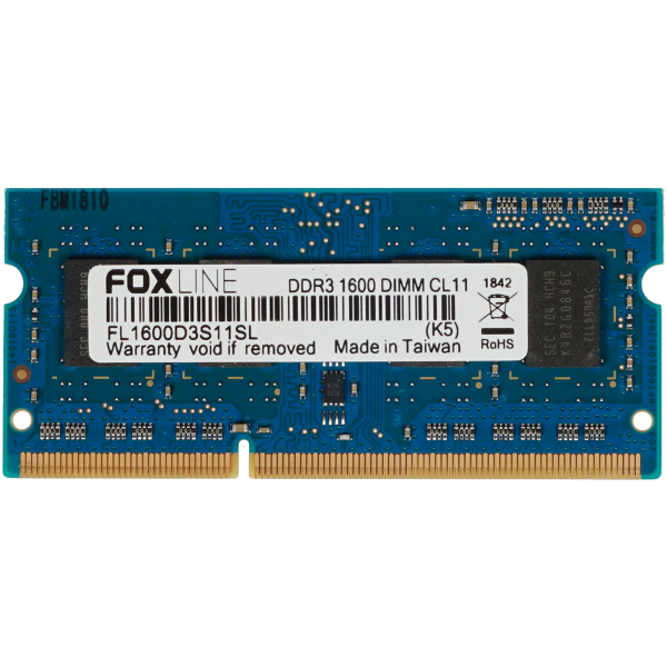 Память DDR3L 8Гб 1600МГц Foxline (12800Мб/с, CL11, 204-pin, 1.35 В)