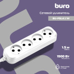 Удлинитель Buro BU-PSL4.1/W (1,5м, 4xEURO, 1,5кВт, 7А)