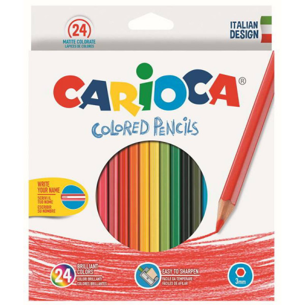 Карандаши Carioca HEXAGONAL 40381 (шестигранный, 24 цветов, коробка европодвес)