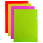 Папка-уголок Бюрократ Double Neon DNECYEL (A4, пластик, толщина пластика 0,18мм, желтый)