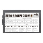 Блок питания Aerocool Aero Bronze 750W (ATX, 750Вт, 20+4 pin, ATX12V, 1 вентилятор, BRONZE)