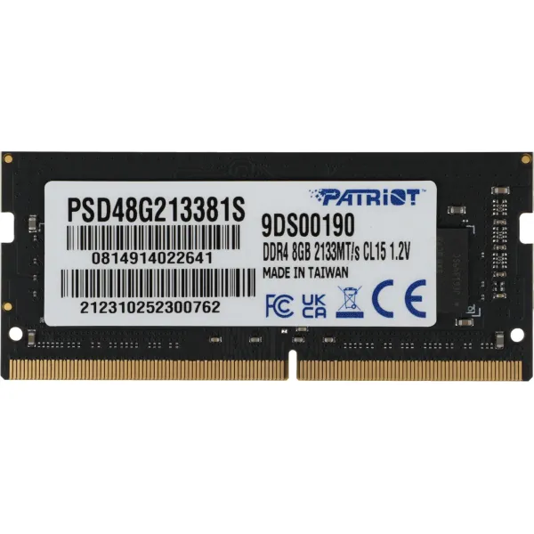 Память SO-DIMM DDR4 8Гб 2133МГц Patriot Memory (17000Мб/с, CL15, 260-pin, 1.2 В)