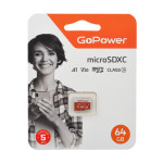 Карта памяти microSDXC 64Гб GoPower (100Мб/с)