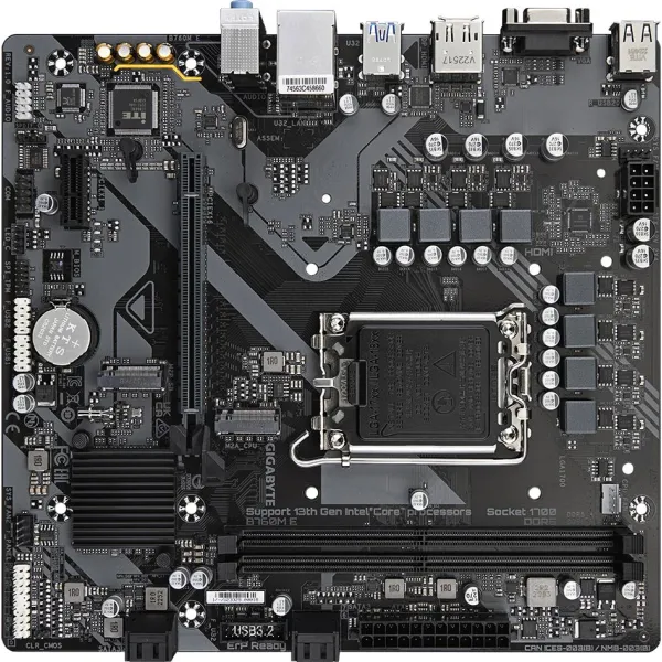 Материнская плата Gigabyte B760M E (SocketLGA1700, 2x, microATX, RAID SATA: 0,1,15,5)