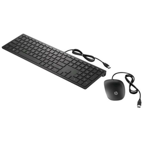 Клавиатура и мышь HP и 4CE97AA Wired Keyboard and Mouse 400 Black USB (классическая мембранная, 104кл, светодиодная, кнопок 3)