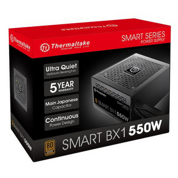 Блок питания Thermaltake Smart BX1 550W (230V) (ATX, 550Вт, 24 pin, ATX12V 2.3 / EPS12V, 1 вентилятор, BRONZE)