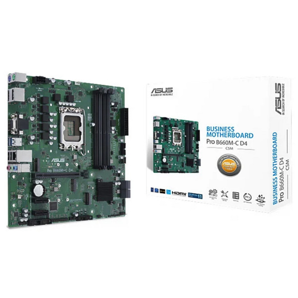 Материнская плата ASUS PRO B660M-C D4-CSM (LGA1700, Intel B660, 4xDDR4 DIMM, microATX, RAID SATA: 0,1,15,5)