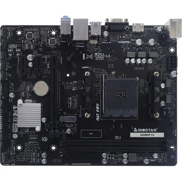 Материнская плата Biostar A520MHP 2.0 (AM4, 2xDDR4 DIMM, microATX, RAID SATA: 0,1,10)