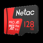 Карта памяти microSDXC 128Гб Netac (Class 10, 100Мб/с, UHS-I U3, адаптер на SD)