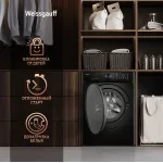 Стиральная машина Weissgauff WM 59411 Direct Drive Inverter Steam Matt Black(59.5x85x56см, фронтальная, макс:11кг, 1400об/мин, черный)