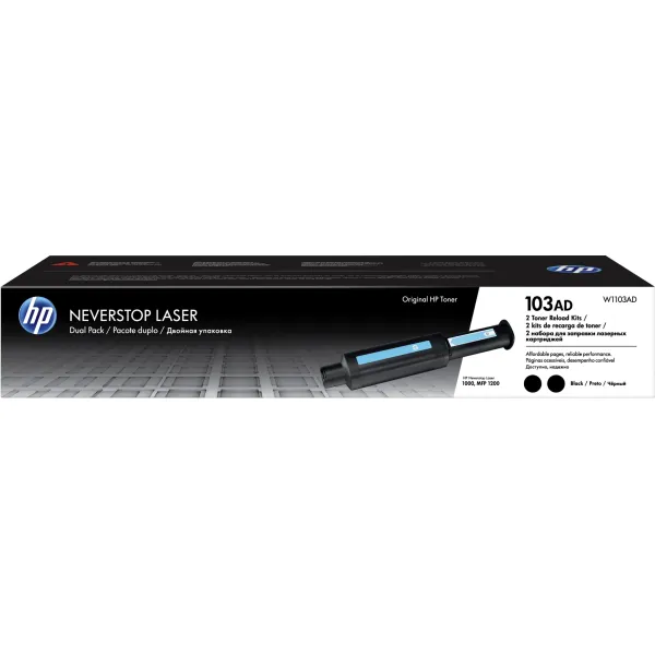 Тонер-картридж HP 103 (оригинальный номер: W1103AD; черный; 2500стр; HP Neverstop Laser; двойная упаковка)