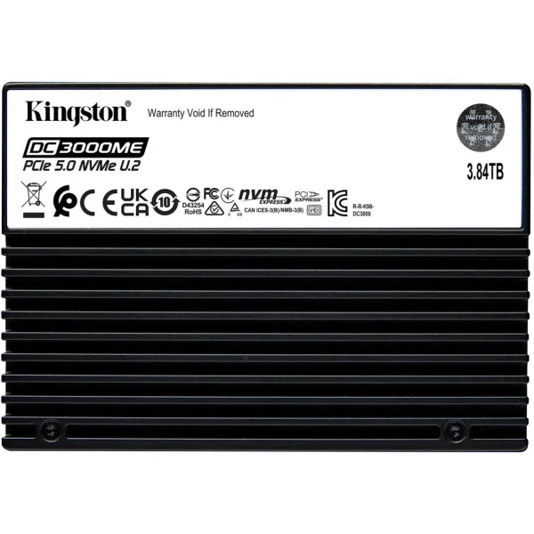 Жесткий диск SSD 3,84Тб Kingston (U.2, 14000/5800 Мб/с, 300000 IOPS, PCIe 5.0 x4, для сервера)