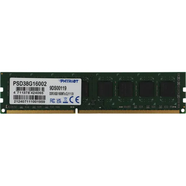 Память DIMM DDR3 8Гб 1600МГц Patriot Memory (12800Мб/с, CL11, 240-pin, 1.5 В)