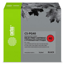 Чернильный картридж Cactus CS-PG40 (оригинальный номер: PG-40; черный; 18стр; Pixma MP150, MP160, MP170, MP180, MP210, MP220, MP450, MP460, MP470, iP1200, iP1300, iP1600, iP1700, iP1800, iP190) [CS-PG40]