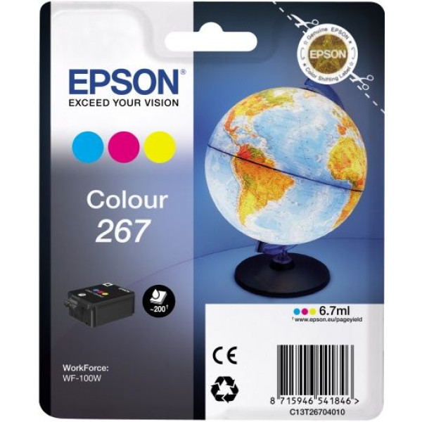 Чернильный картридж Epson C13T26704010 (3 цвета; 200стр; 7мл; WF-100W)