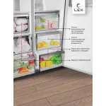 Холодильник Lex LSB458StGIDBI (No Frost, A++, 3-камерный, Side by Side, объем 436:234/202л, инверторный компрессор, серый)
