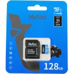 Карта памяти microSDXC 128Гб Netac (Class 10, 80Мб/с, UHS-I U1, адаптер на SD)
