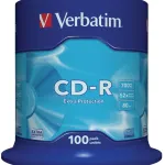 Диск CD-R Verbatim (0.68359375Гб, 52x, cake box, 100)
