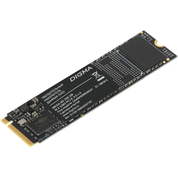 Жесткий диск SSD 256Гб Digma (2280, 3300/1300 Мб/с, 260000 IOPS)