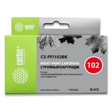 Чернильный картридж Cactus CS-PFI102BK (черный; 130стр; iPF500, iPF600, iPF700, MFP M40, iPF765, LP17, LP24)