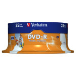 Диск DVD-R Verbatim (4.7Гб, 16x, cake box, 25, Printable)