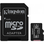Карта памяти microSDHC 32Гб Kingston (Class 10, 100Мб/с, UHS-I U1, адаптер на SD)