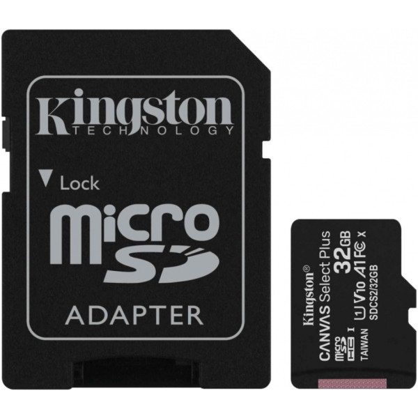 Карта памяти microSDHC 32Гб Kingston (Class 10, 100Мб/с, UHS-I U1, адаптер на SD)