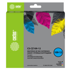 Картридж Cactus CS-CZ109-12 (голубой, желтый, пурпурный, черный; 64,2стр; DJ IA 3525, 5525, 4525) [CS-CZ109-12]