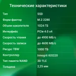 Жесткий диск SSD 1Тб Digma (2280, 4900/4600 Мб/с, 680000 IOPS)