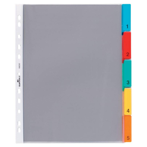 Разделитель индексный Durable 6630-19 (A4, пластик, кол-во индексов 5, цветные)