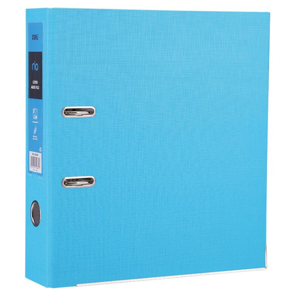Папка-регистратор Deli EB20130 (A4, полипропилен/бумага, сменный карман на корешке, ширина корешка 75мм, синий)