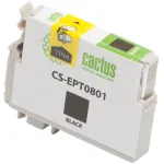 Картридж Cactus CS-EPT0801 (оригинальный номер: T0801; черный; 11,4стр; Stylus PhotoP50, PX650, PX660, PX700, PX700W, PX710, PX710W, PX720, PX720WD, PX800, PX800FW, PX810, PX810FW, PX820, PX820FWD, R265, R285, R360, RX560, RX585, RX685)